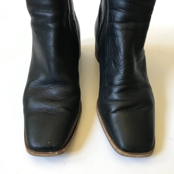Coclico Juju Leather Boots Bootie Womens 38 8 Black Leather Block Heel Side Zip - Picture 4 of 12